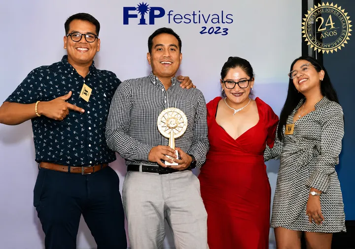 The SmartBrands team with the trophy at the FIP Festival 2023 ceremony.