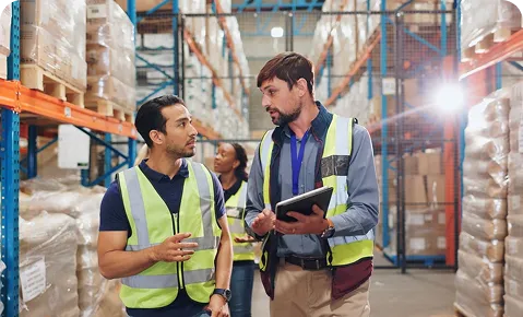 Team working in a warehouse